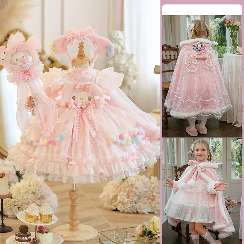 Adorable Pastel Pink Lolita Princess Dress for Girls - Spring and Autumn Collection
