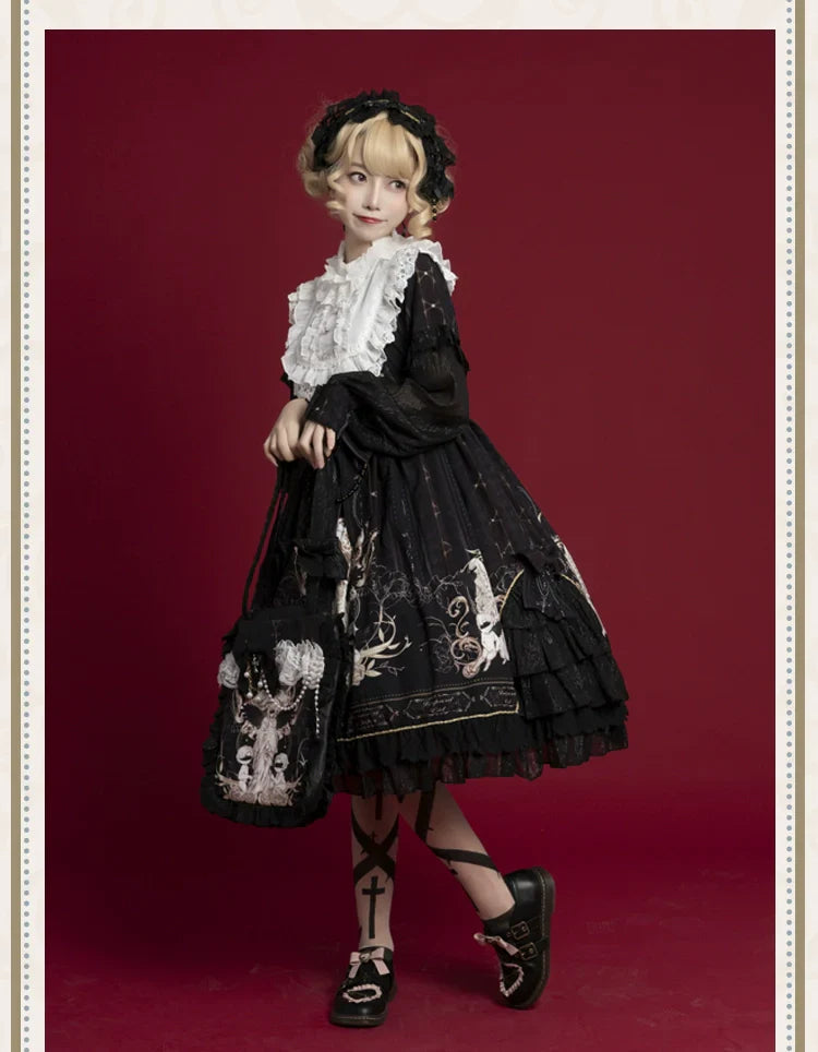 Original Lolita "Reunion with the World" OP Long-Sleeve Elegant Daily Dress