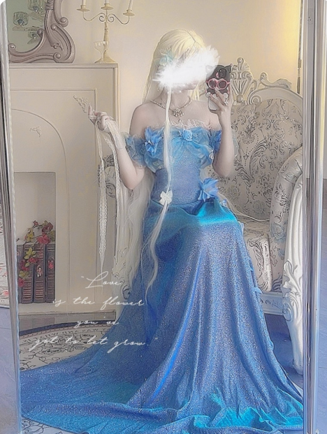Legend of the Blue Sea Teal Blue Green Princess Sexy Bodycon Mermaid Dress Gown