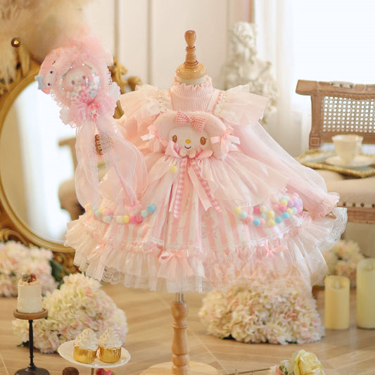 Adorable Pastel Pink Lolita Princess Dress for Girls - Spring and Autumn Collection