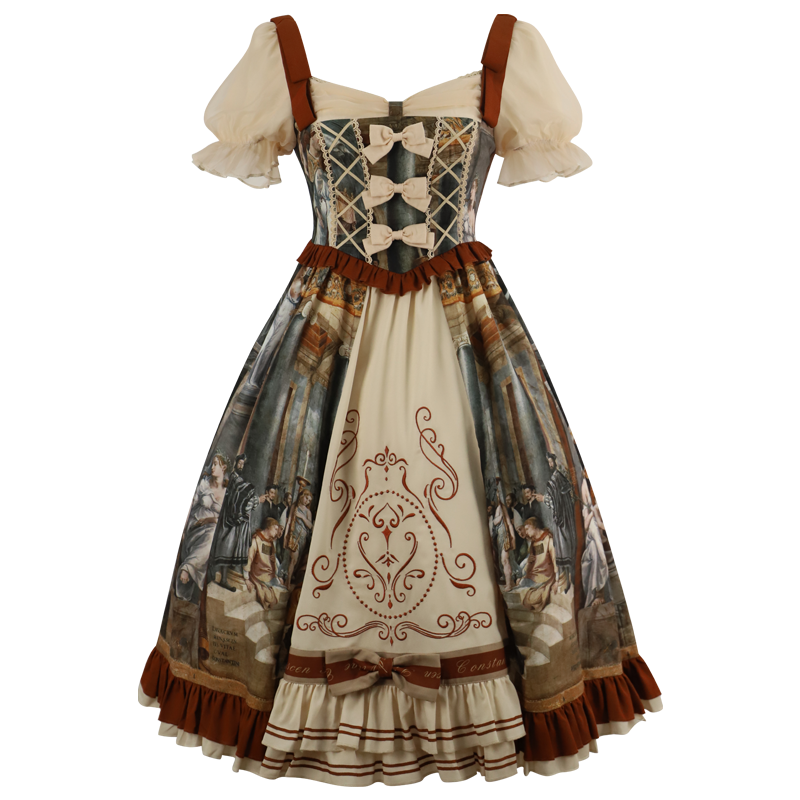 Original Lolita Dress "Constantine OP" Oil Painting Pattern, Classic Retro Lolita Dress