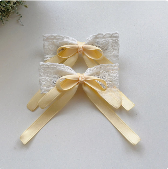 Cute Twin Ponytail Hair Accessory Butterfly Bow Streamer Hair Clips Lolita Sweet Girl Hair Ties