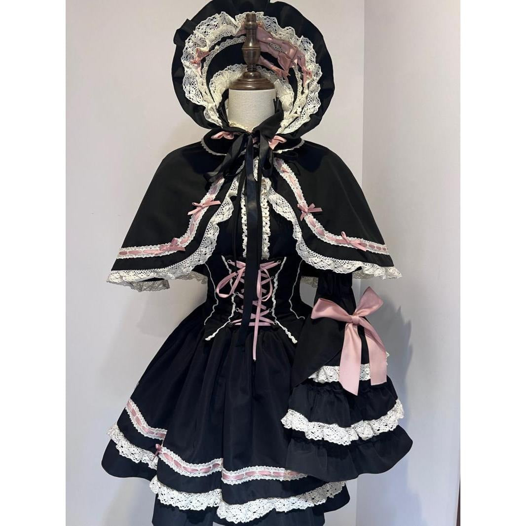 Regal Doll Lolita Set - Vintage-Inspired Cape and Corset Dress Ensemble