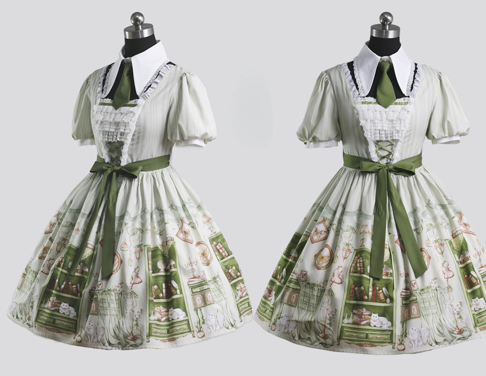 Original Enchanted Library Graceful Academy Style Short Sleeve OP Lolita Skirt