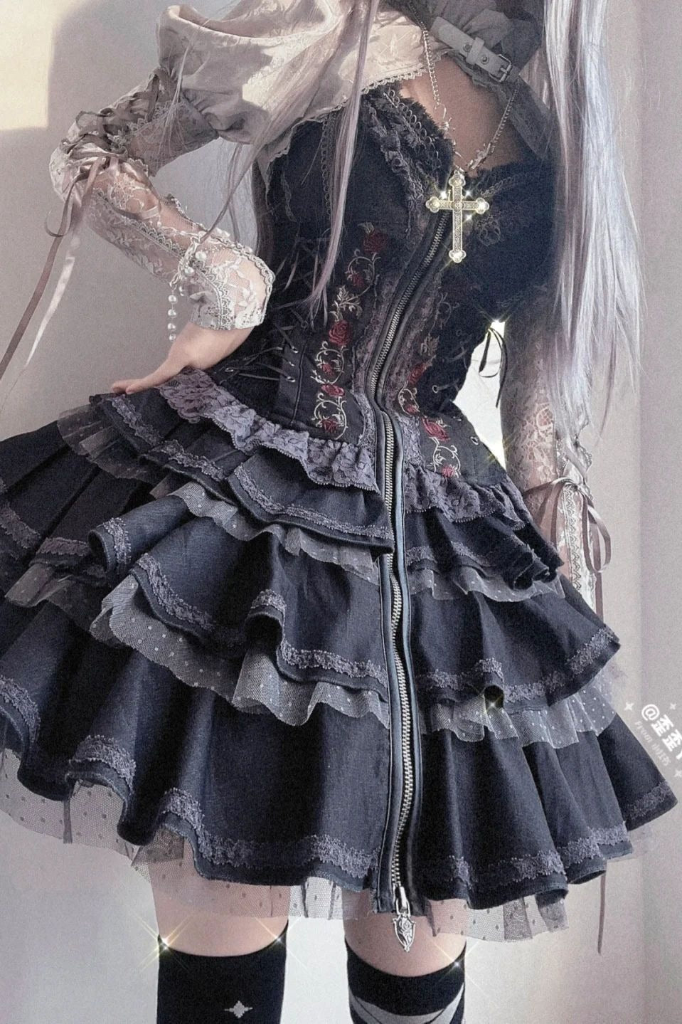 Summer of Roses JSK Gothic Dark Punk Black Lolita Dress
