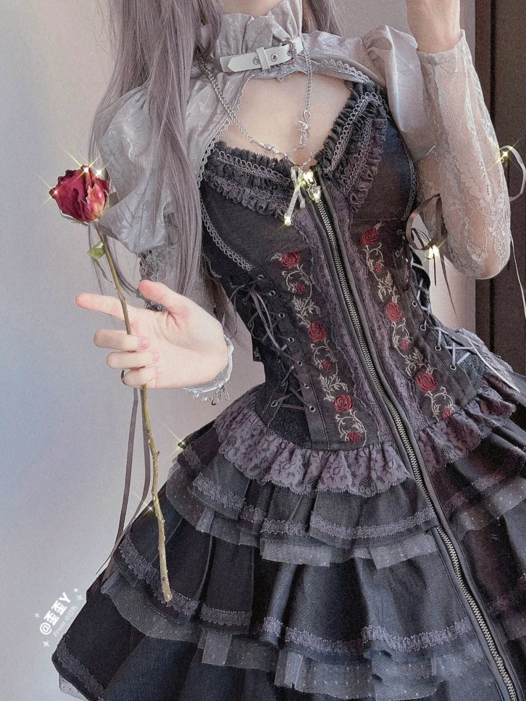 Summer of Roses JSK Gothic Dark Punk Black Lolita Dress