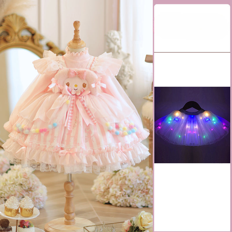 Adorable Pastel Pink Lolita Princess Dress for Girls - Spring and Autumn Collection
