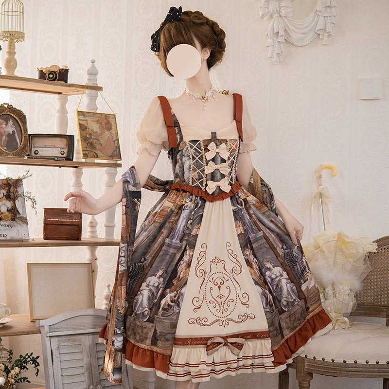Original Lolita Dress "Constantine OP" Oil Painting Pattern, Classic Retro Lolita Dress