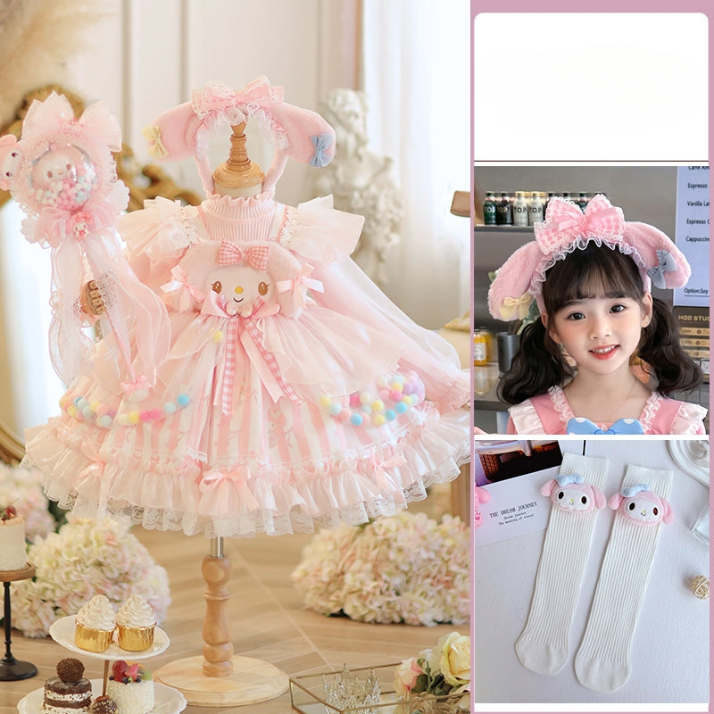 Adorable Pastel Pink Lolita Princess Dress for Girls - Spring and Autumn Collection