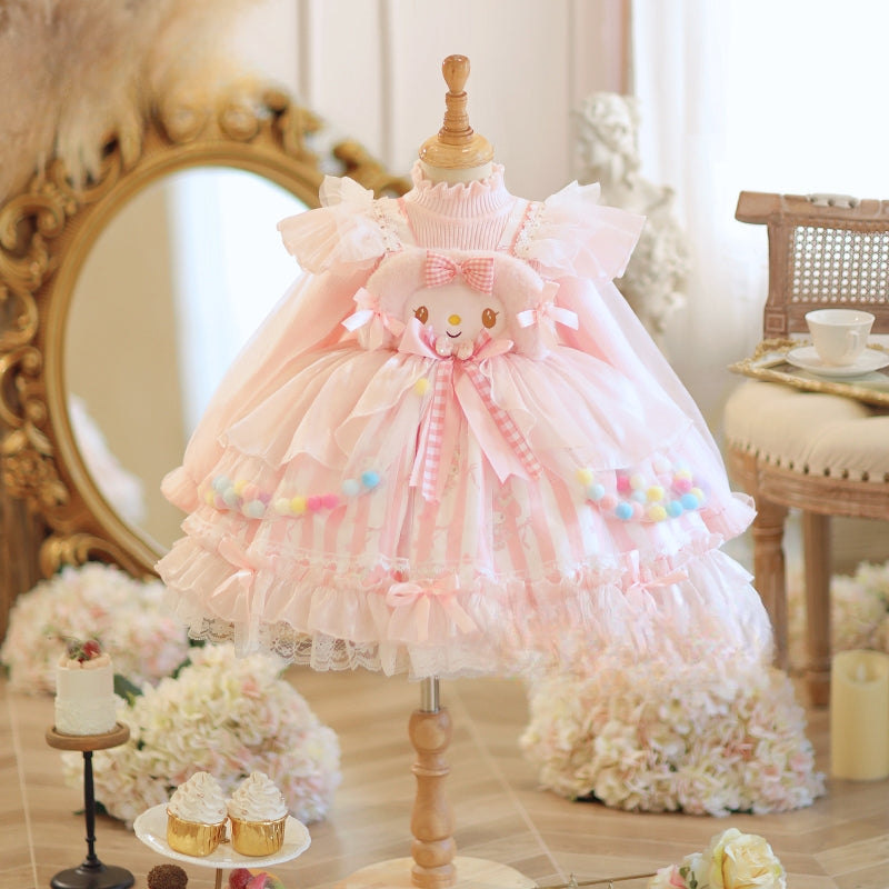 Adorable Pastel Pink Lolita Princess Dress for Girls - Spring and Autumn Collection