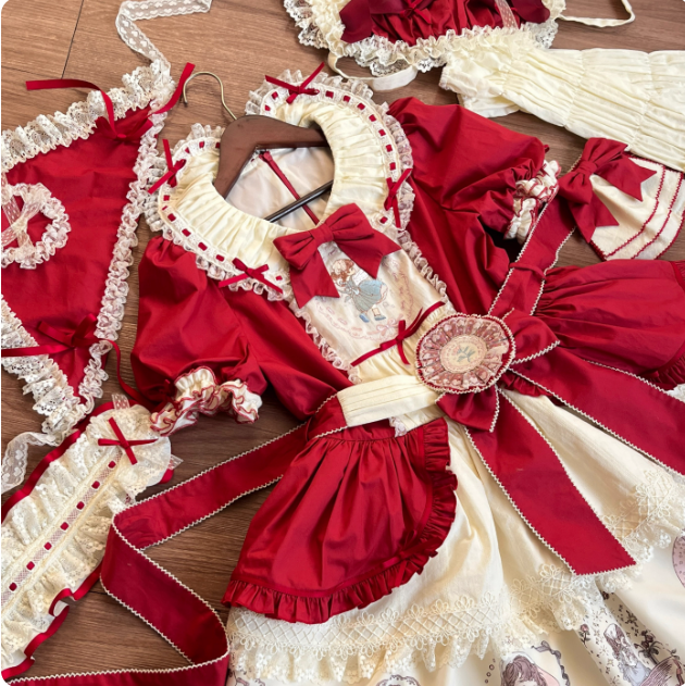 S-2XL Classic Doll-Inspired OP Lolita Dress with Lace Trim and Bow Accents - Available in Lavender, Matcha Green, and Pink