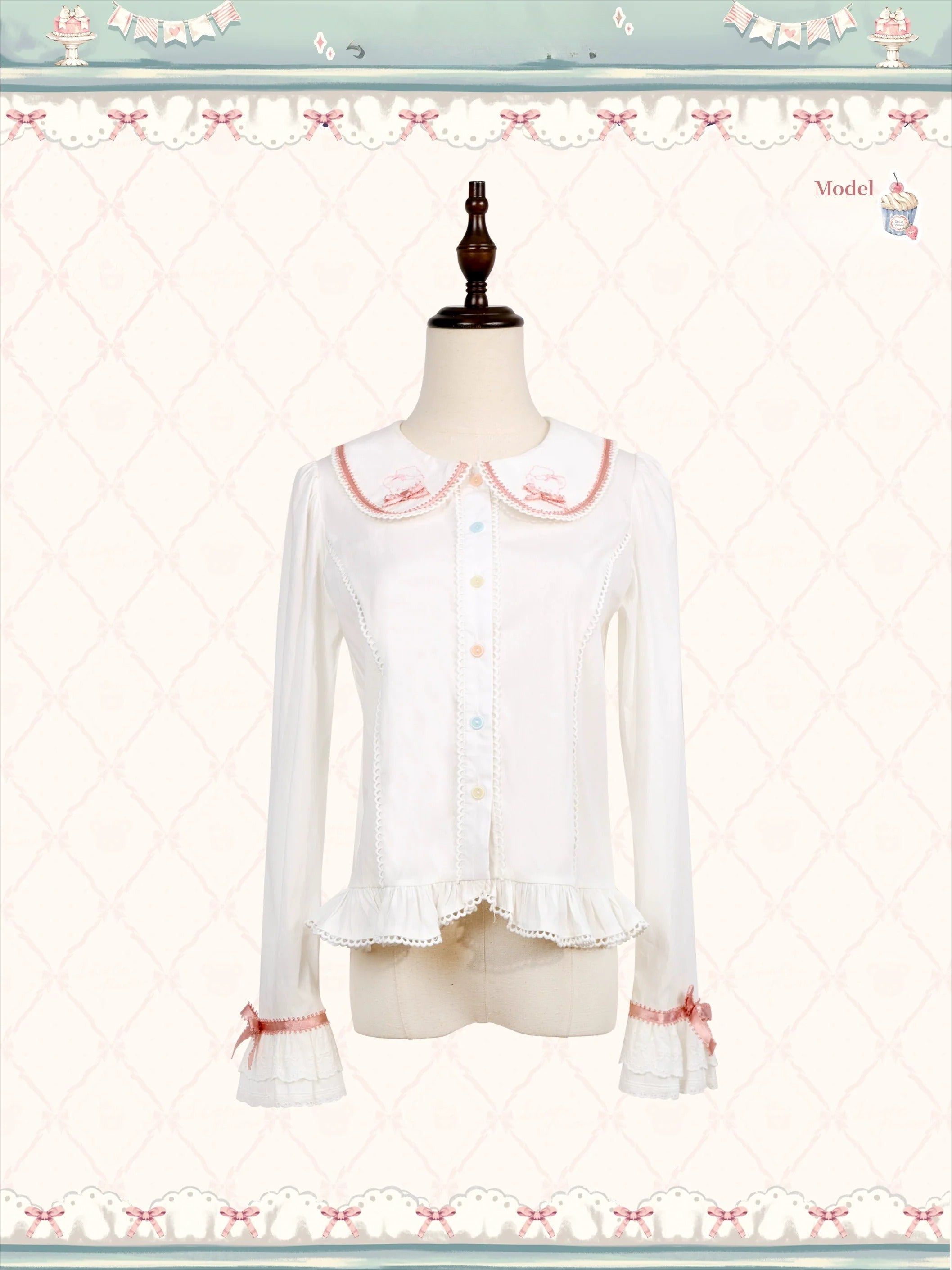 Teddy Bear's Cream Party Sweet Lolita JSK with Lace and Ribbon Accents