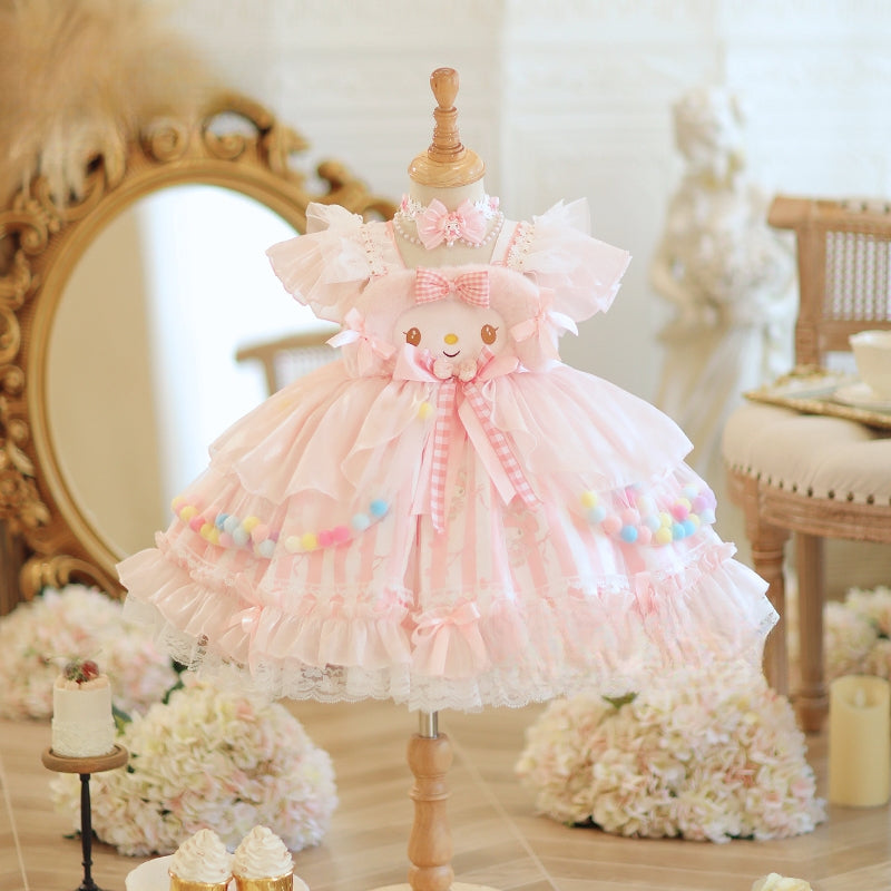 Adorable Pastel Pink Lolita Princess Dress for Girls - Spring and Autumn Collection