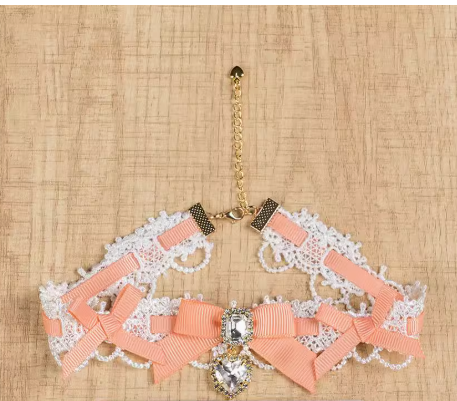 Edgy Punk Style Elaborate Double-Layer Necklace with Pearls and Gemstone Choker Lolita Collarbone Chain