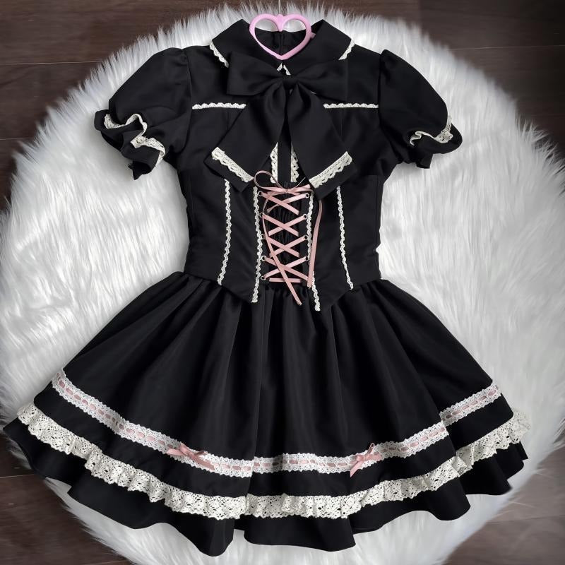 Regal Doll Lolita Set - Vintage-Inspired Cape and Corset Dress Ensemble