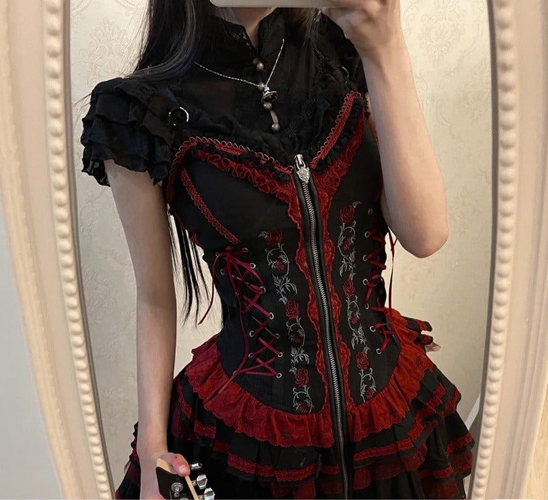 Summer of Roses JSK Gothic Dark Punk Black Lolita Dress