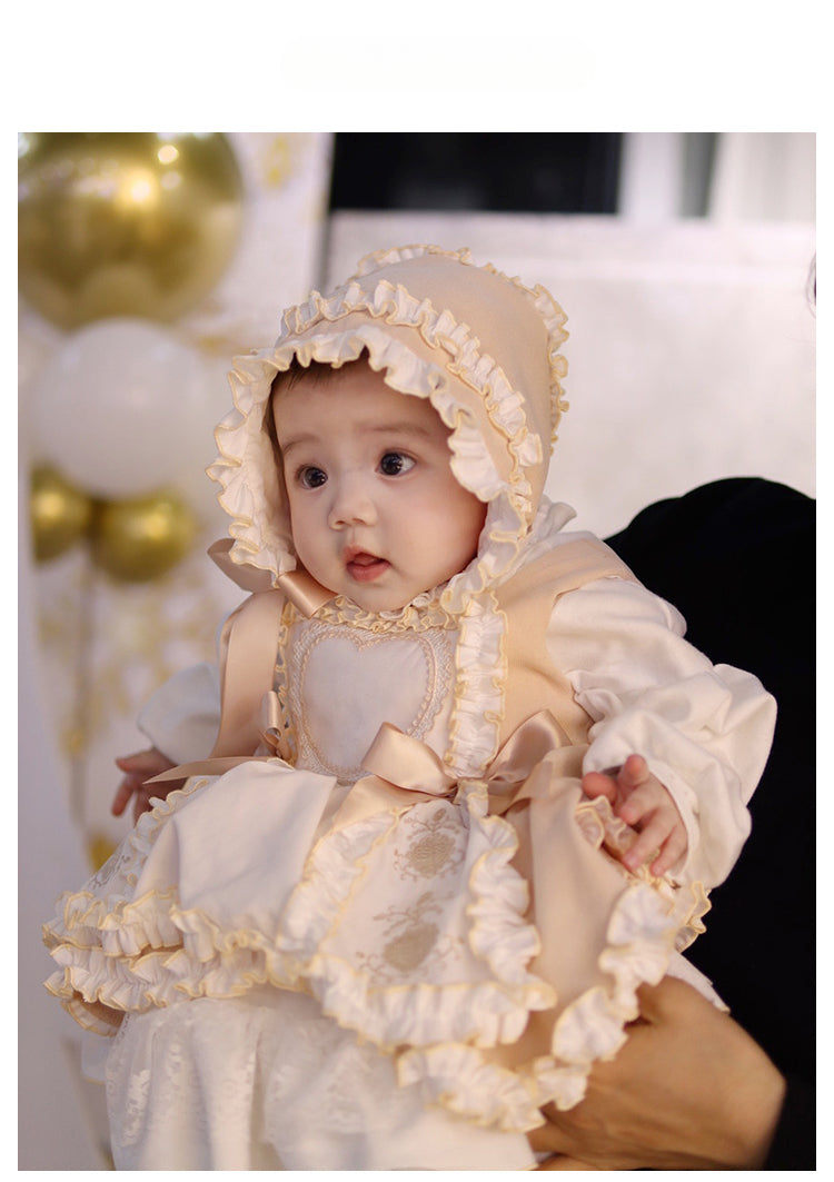 Enchanted Pastel Girls' Lolita Dress with Heart Embroidery and Ruffled Skirt