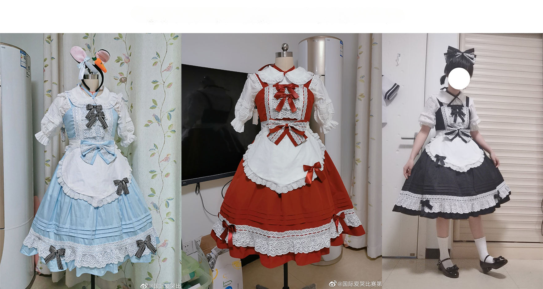 Elegant Multicolored Lolita Dress with Detachable Apron and Bow Details    OP & JSK