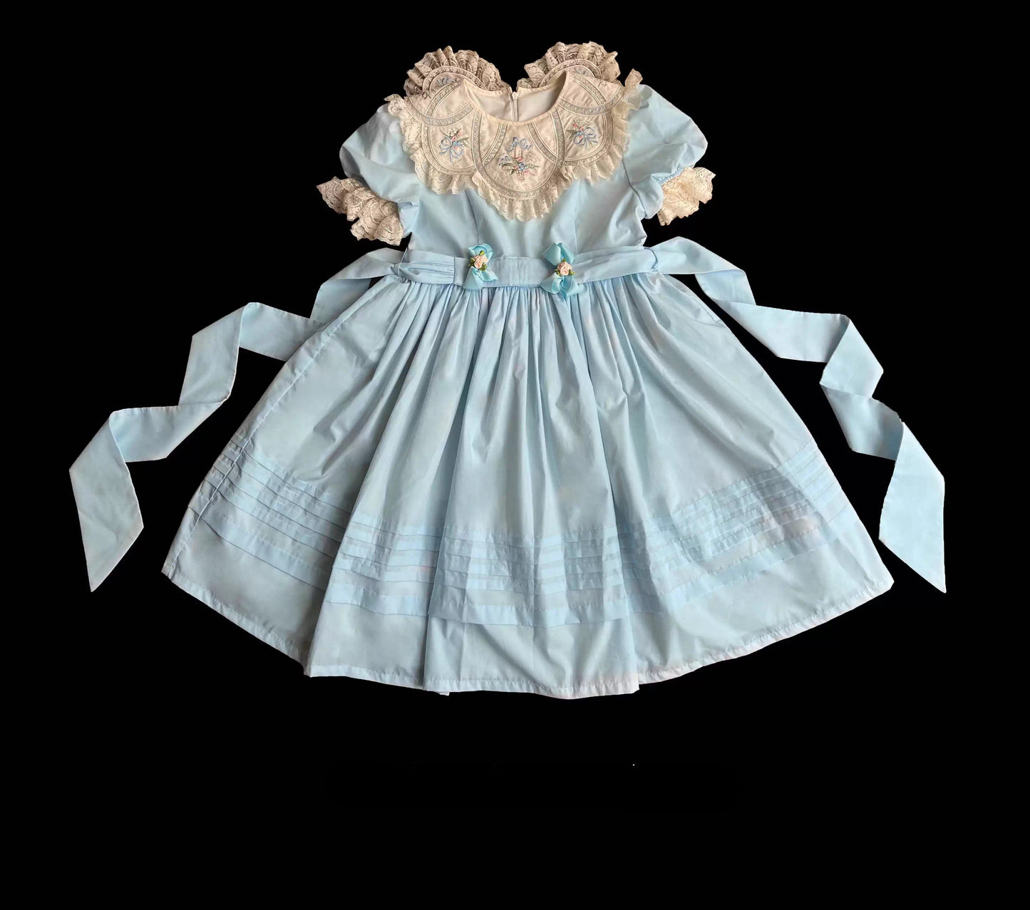 Vintage Garden Lolita Dress - Embroidered Floral Collar OP in Soft Green