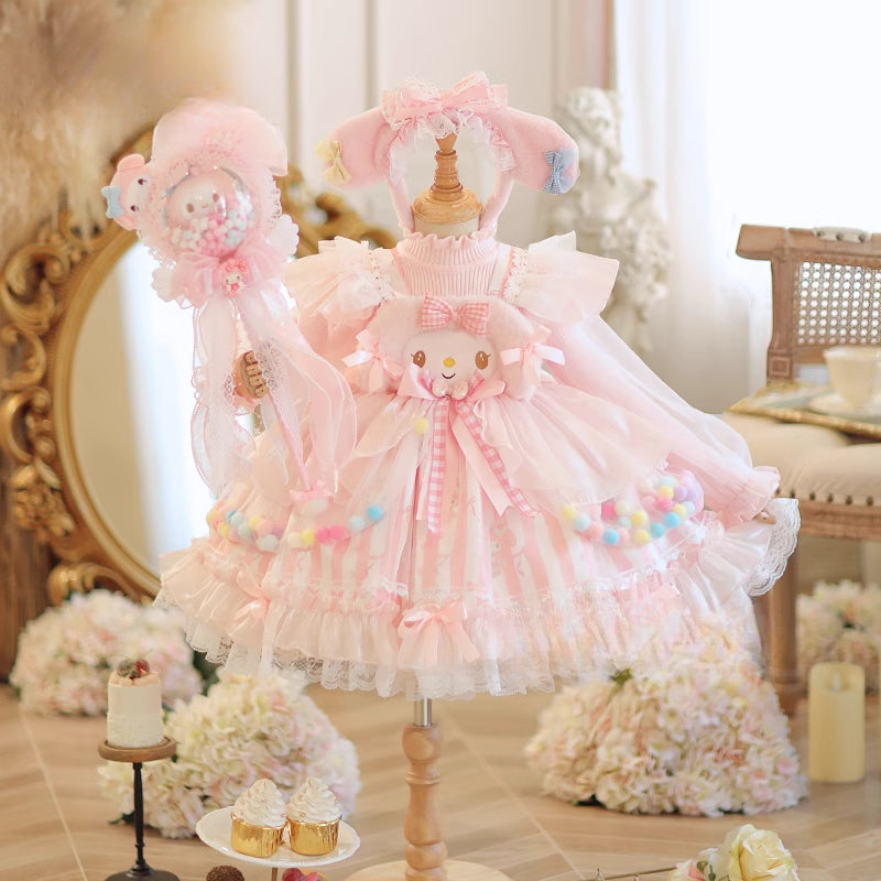 Adorable Pastel Pink Lolita Princess Dress for Girls - Spring and Autumn Collection