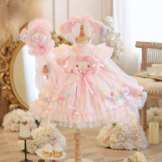 Adorable Pastel Pink Lolita Princess Dress for Girls - Spring and Autumn Collection