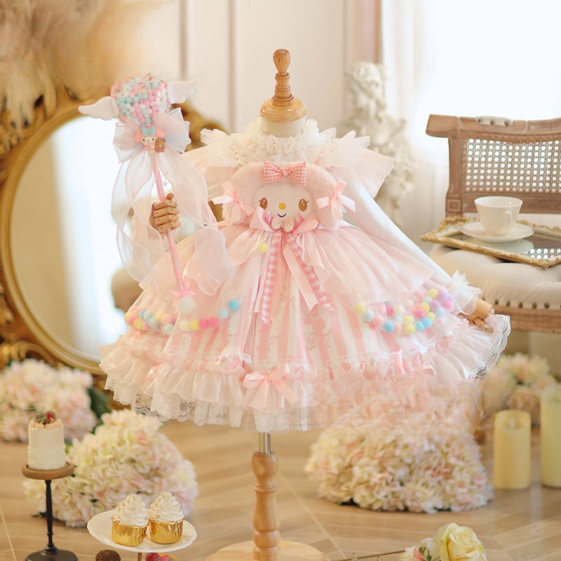 Adorable Pastel Pink Lolita Princess Dress for Girls - Spring and Autumn Collection