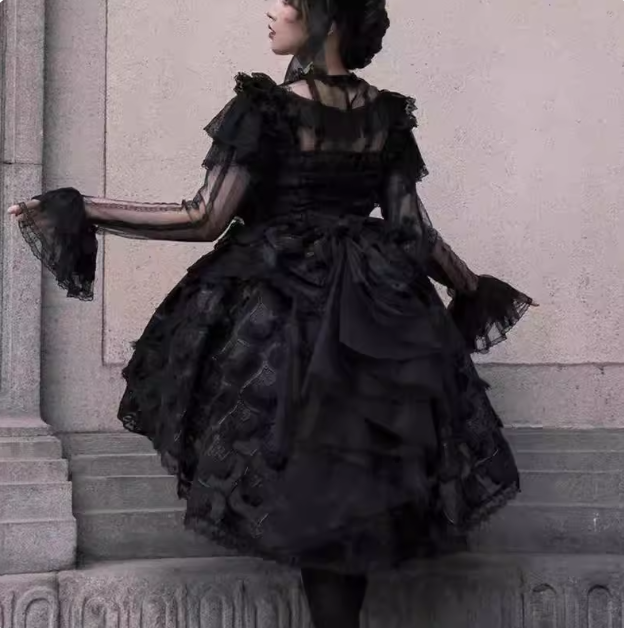 Elegant Lace Lolita JSK Dress with Floral Embroidery