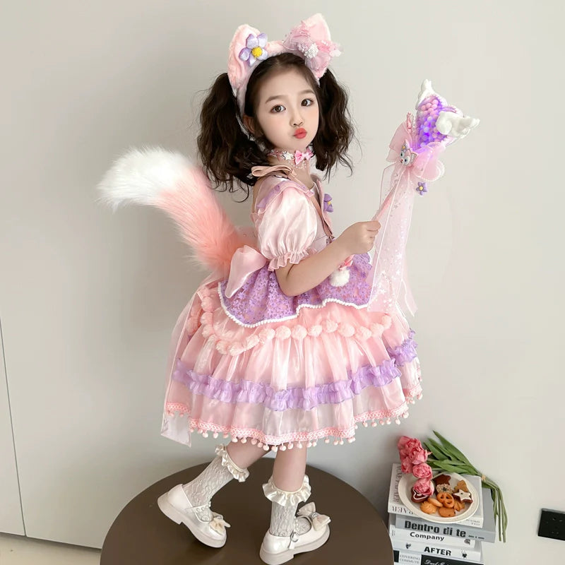 LinaBell Lolita Princess Dress for Girls 2025 New Summer Dress Children's Birthday Dress