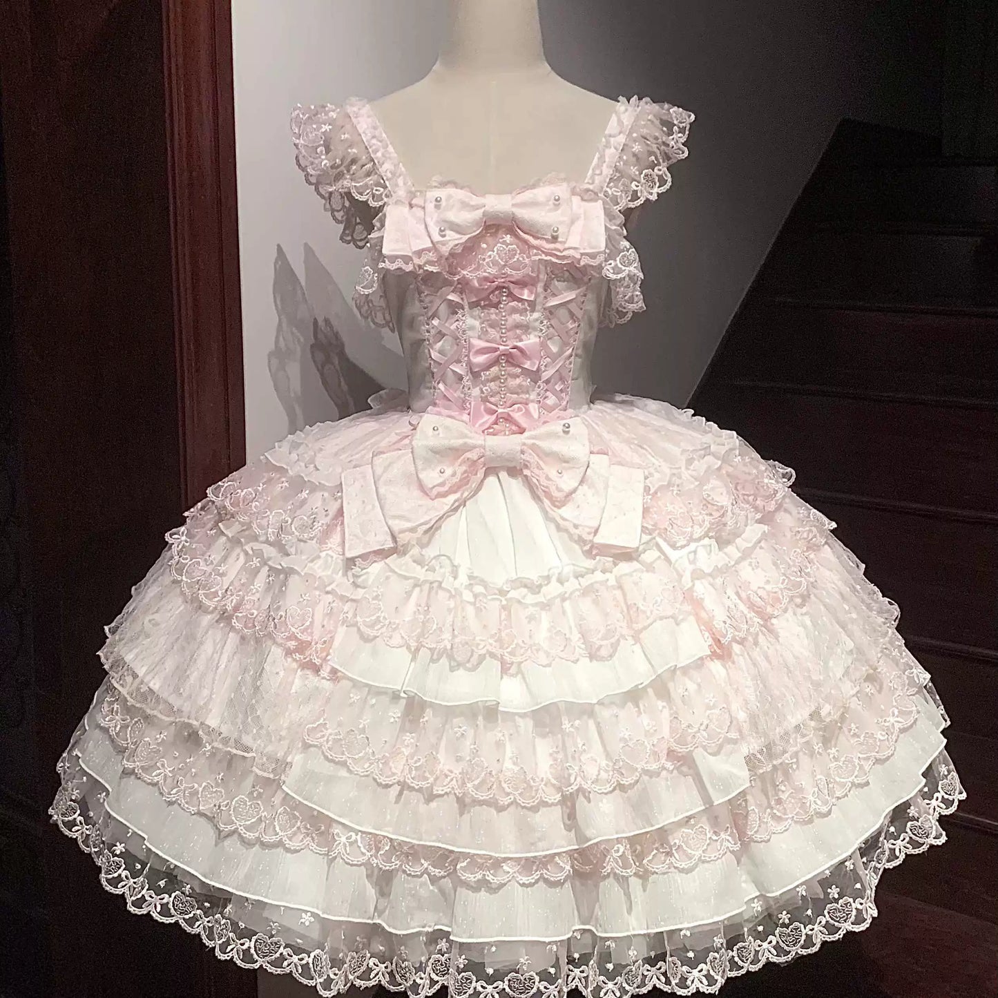 [Prelude to Love] Pink Romantic Lolita JSK Strap Dress