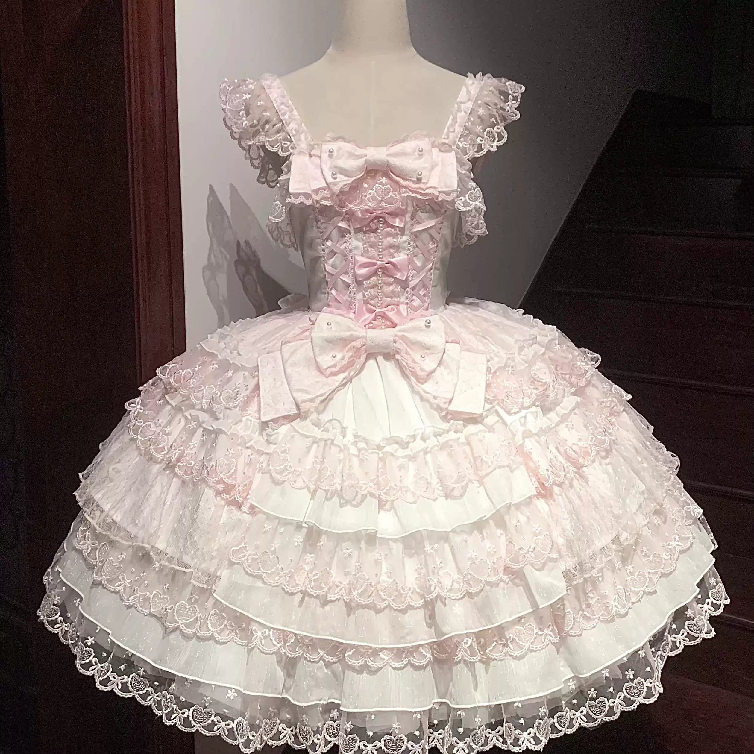 [Prelude to Love] Pink Romantic Lolita JSK Strap Dress