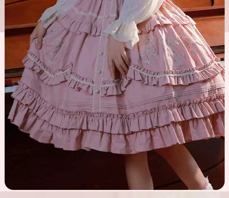 [Mo Li] Elegant and Sweet Lolita Daily Embroidered JSK Dress