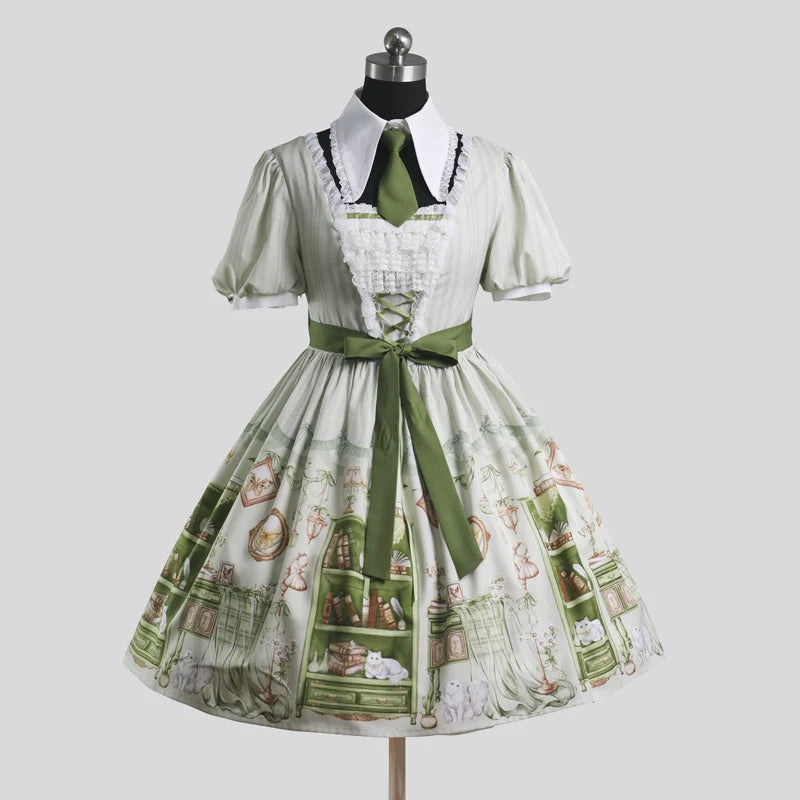 Original Enchanted Library Graceful Academy Style Short Sleeve OP Lolita Skirt
