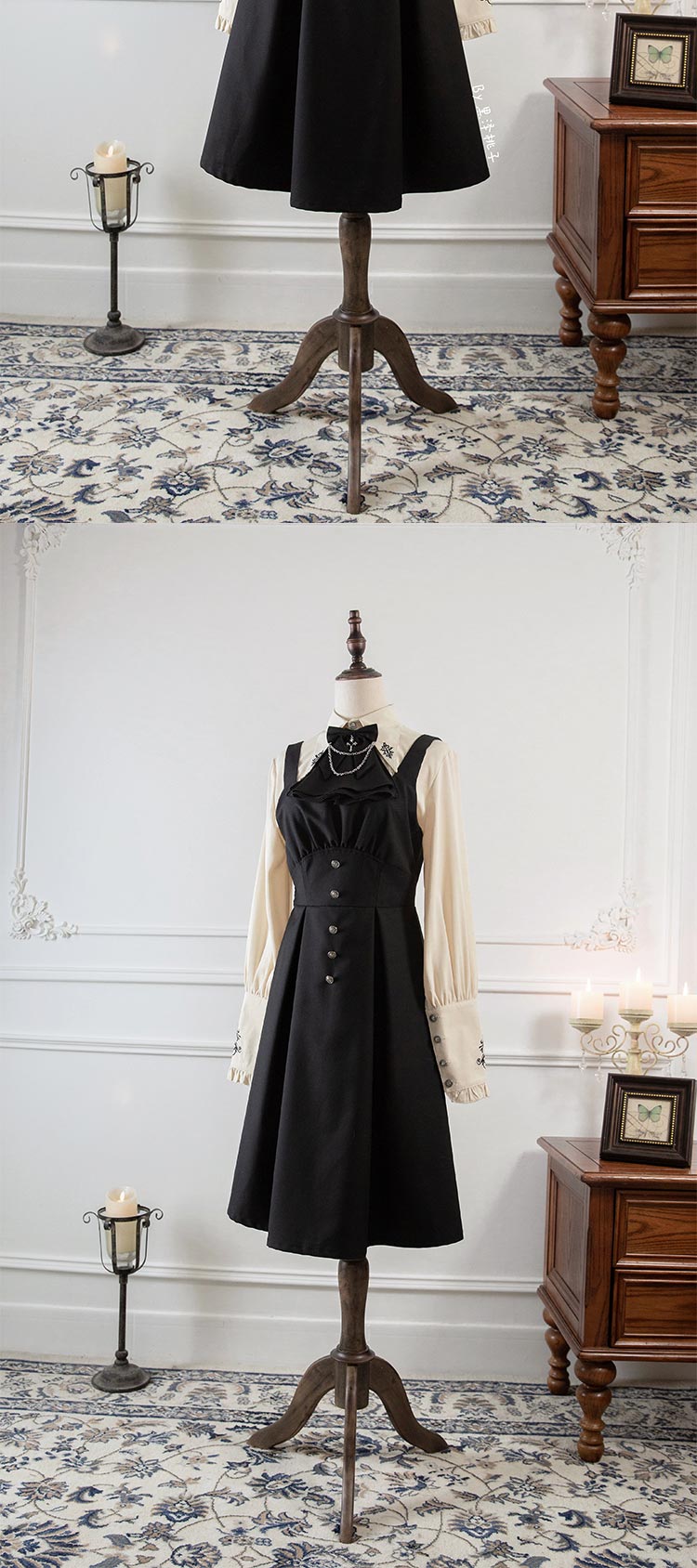 S-XL Original Ouji Shirt Top Black Prince Style Blouse for Female, Male