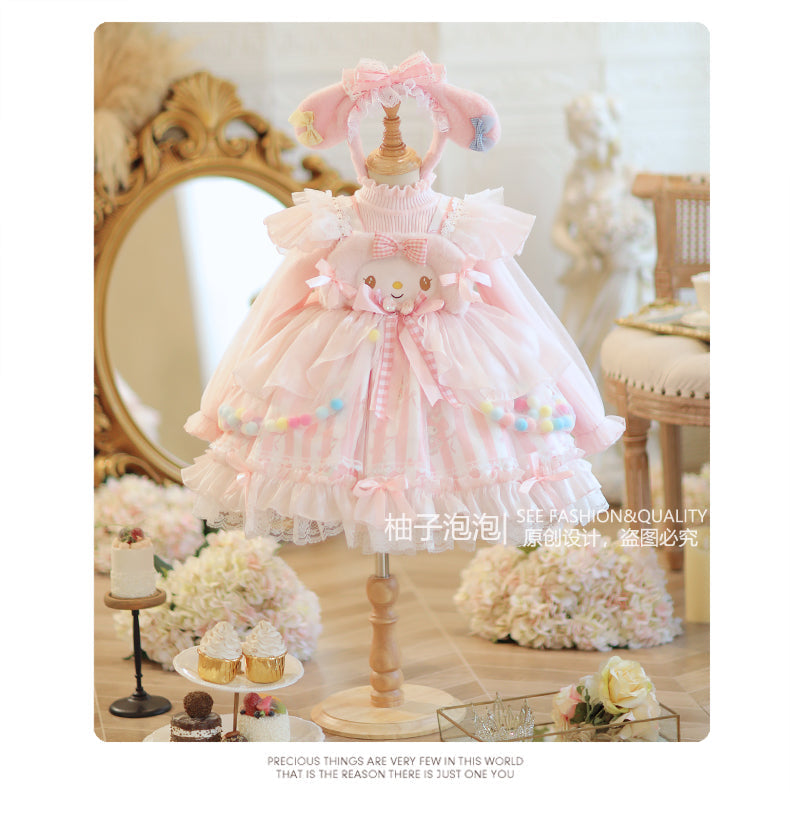 Adorable Pastel Pink Lolita Princess Dress for Girls - Spring and Autumn Collection