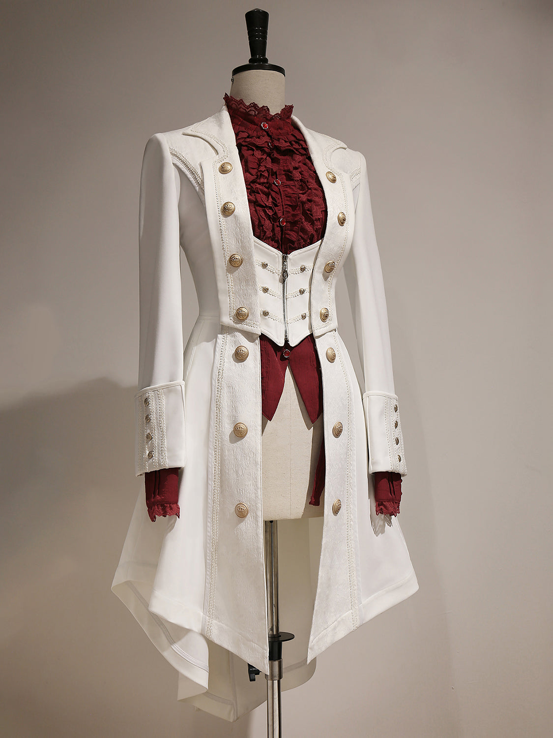 Elegant Black and White Lolita Coat - Versatile Gothic Statement Piece for Formal Events