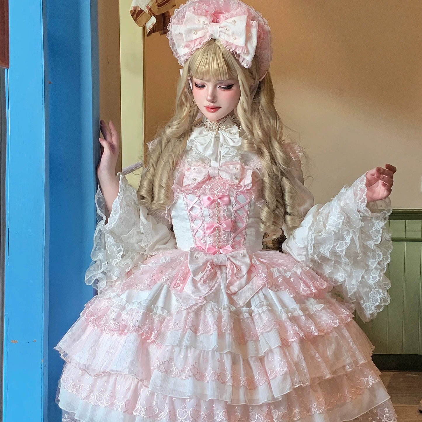 [Prelude to Love] Pink Romantic Lolita JSK Strap Dress