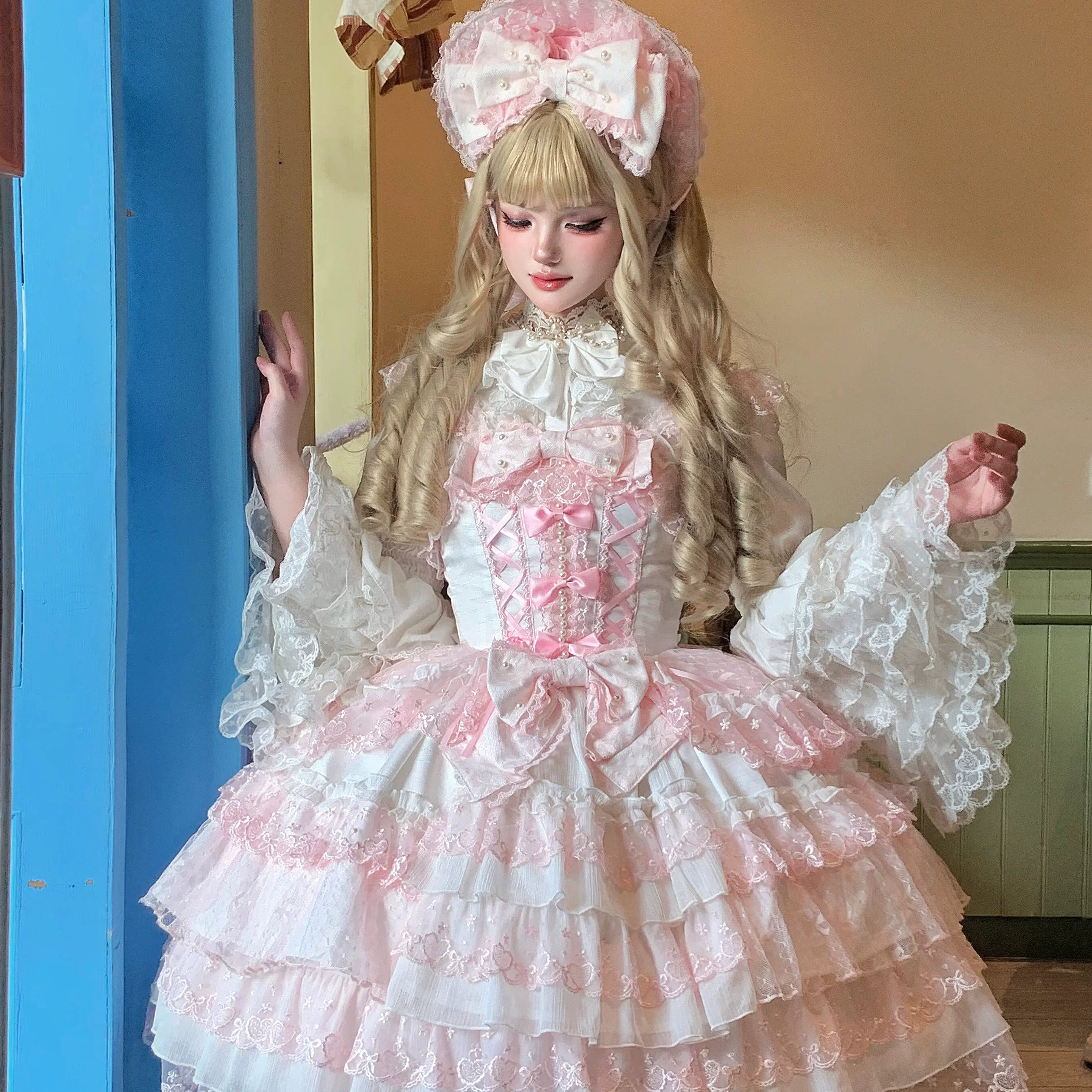 [Prelude to Love] Pink Romantic Lolita JSK Strap Dress