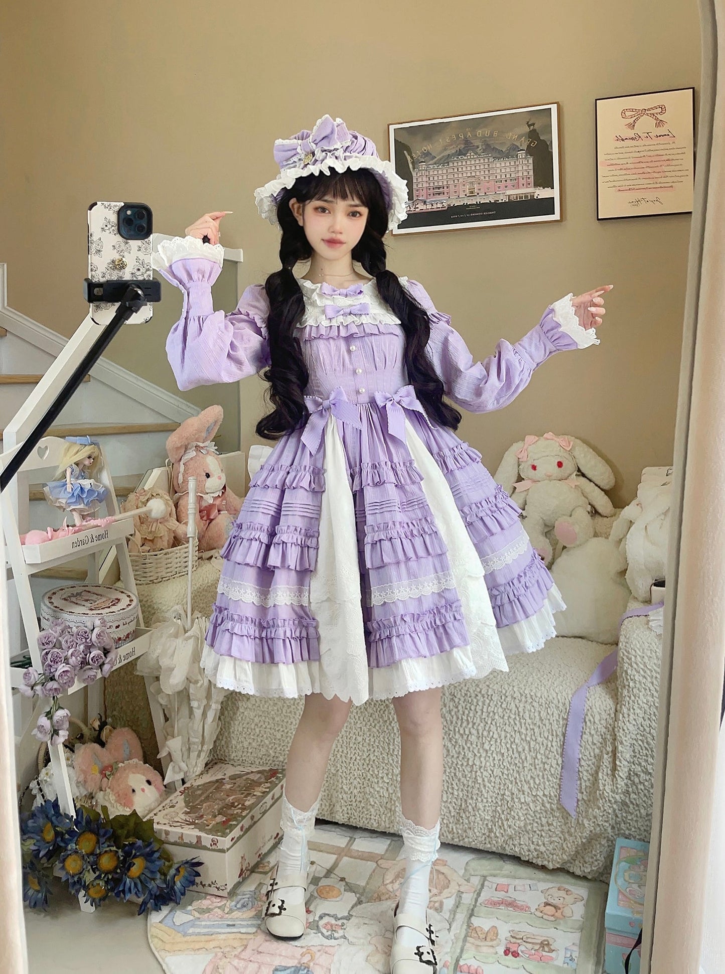 Elegant Doll-like Lolita OP - Retro Charm and Multifunctional Details