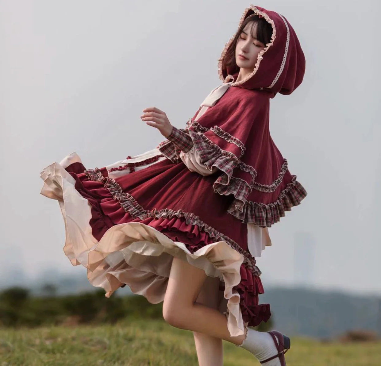 [Little Red Riding Hood OP] Original Design Lolita Dress with Countryside Cloak Set for Autum/Winter