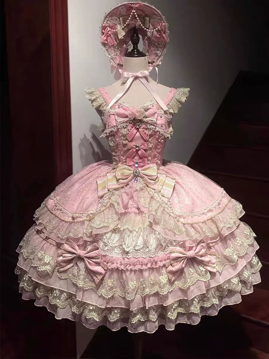 Gothic Lolita Dress with Intricate Lace and Elegant Bows - multiple colors Fantasy Style