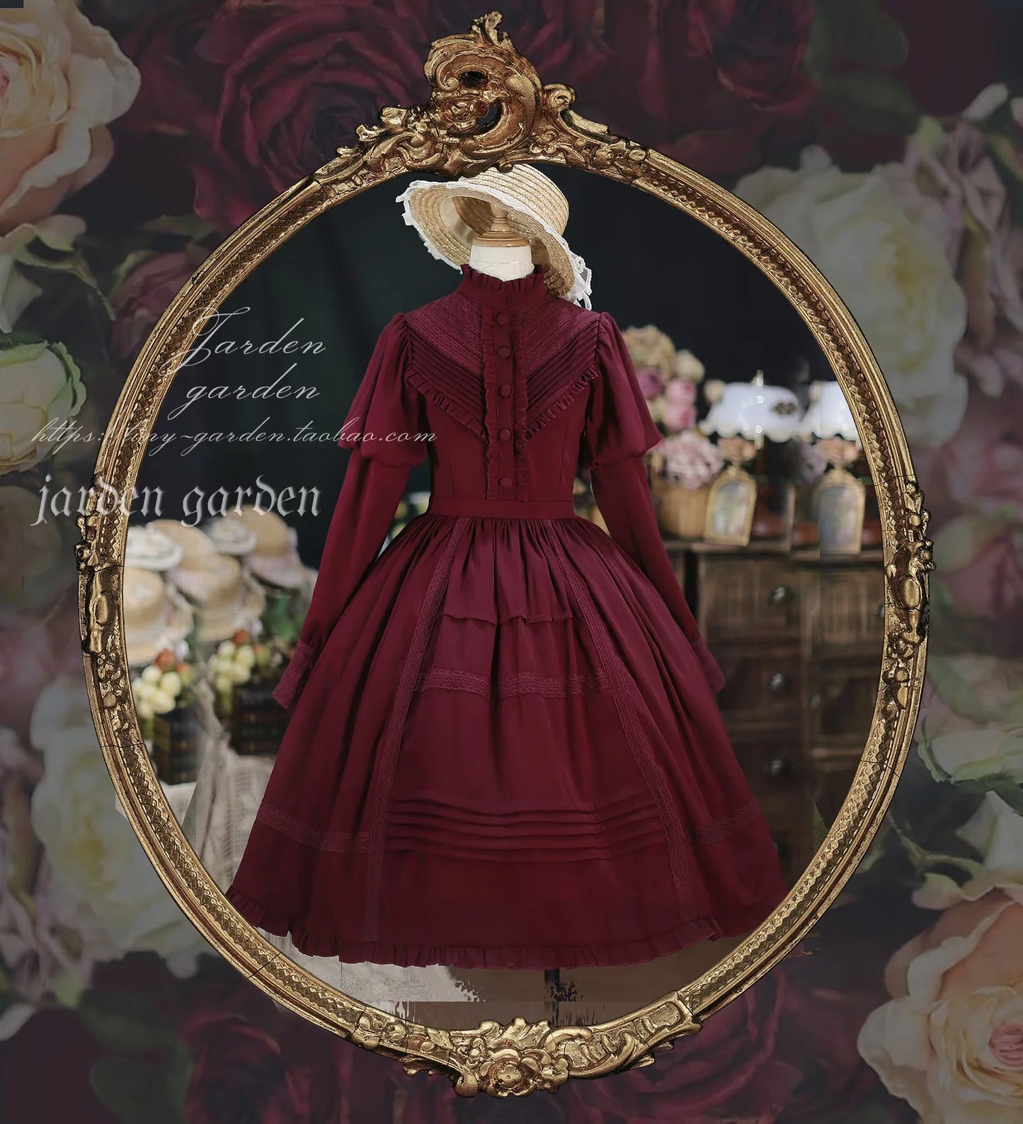 Black Forest Charm: Elegance Classic Vintage Lamb Leg Sleeve Stand-Up Collar Lolita OP Dress in Seven Colors