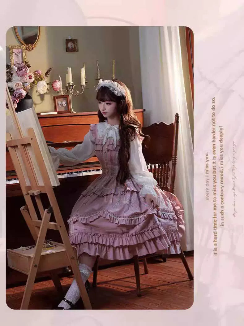[Mo Li] Elegant and Sweet Lolita Daily Embroidered JSK Dress