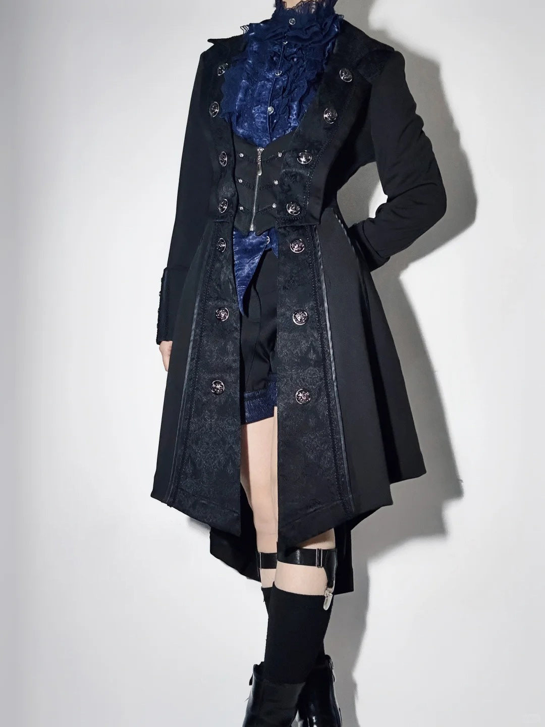 Elegant Black and White Lolita Coat - Versatile Gothic Statement Piece for Formal Events