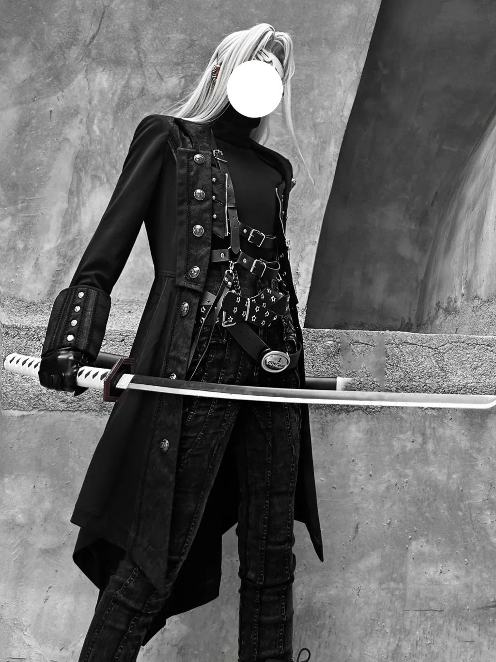 Elegant Black and White Lolita Coat - Versatile Gothic Statement Piece for Formal Events