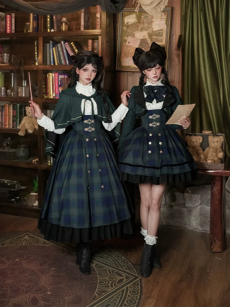 Twin - Set Lolita Dresses with Plaid Pattern and Sweet Bowknots, Ideal for Cosplay and Themed Parties