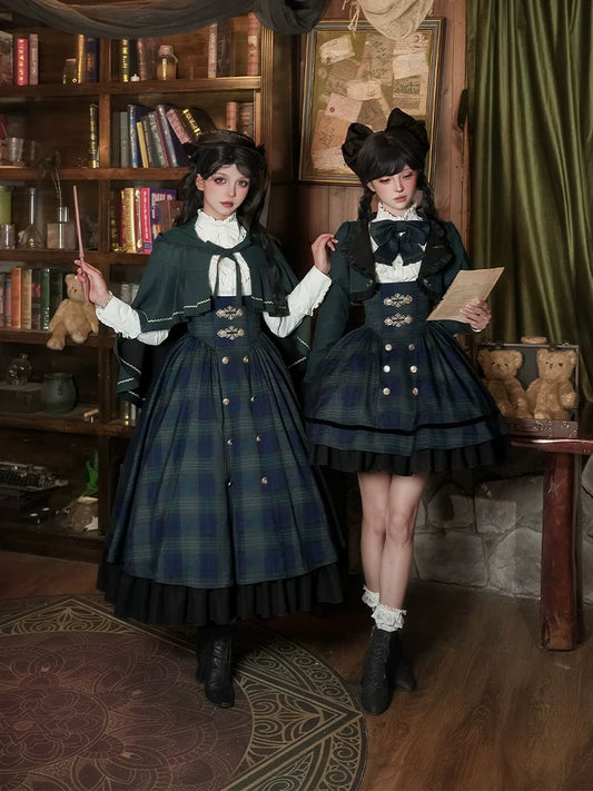 Twin - Set Lolita Dresses with Plaid Pattern and Sweet Bowknots, Ideal for Cosplay and Themed Parties
