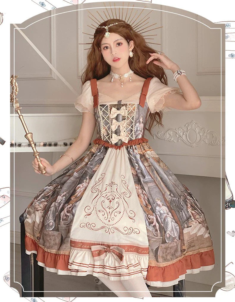 Original Lolita Dress "Constantine OP" Oil Painting Pattern, Classic Retro Lolita Dress