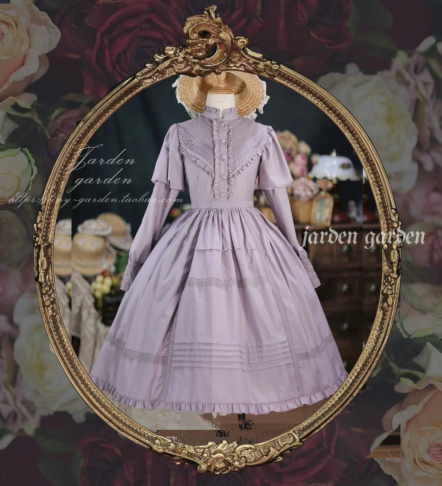 Black Forest Charm: Elegance Classic Vintage Lamb Leg Sleeve Stand-Up Collar Lolita OP Dress in Seven Colors