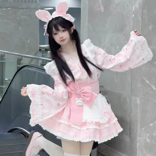 Colorful Fairy Tale Lolita Dress with Embroidery Details and Ruffled Skirt