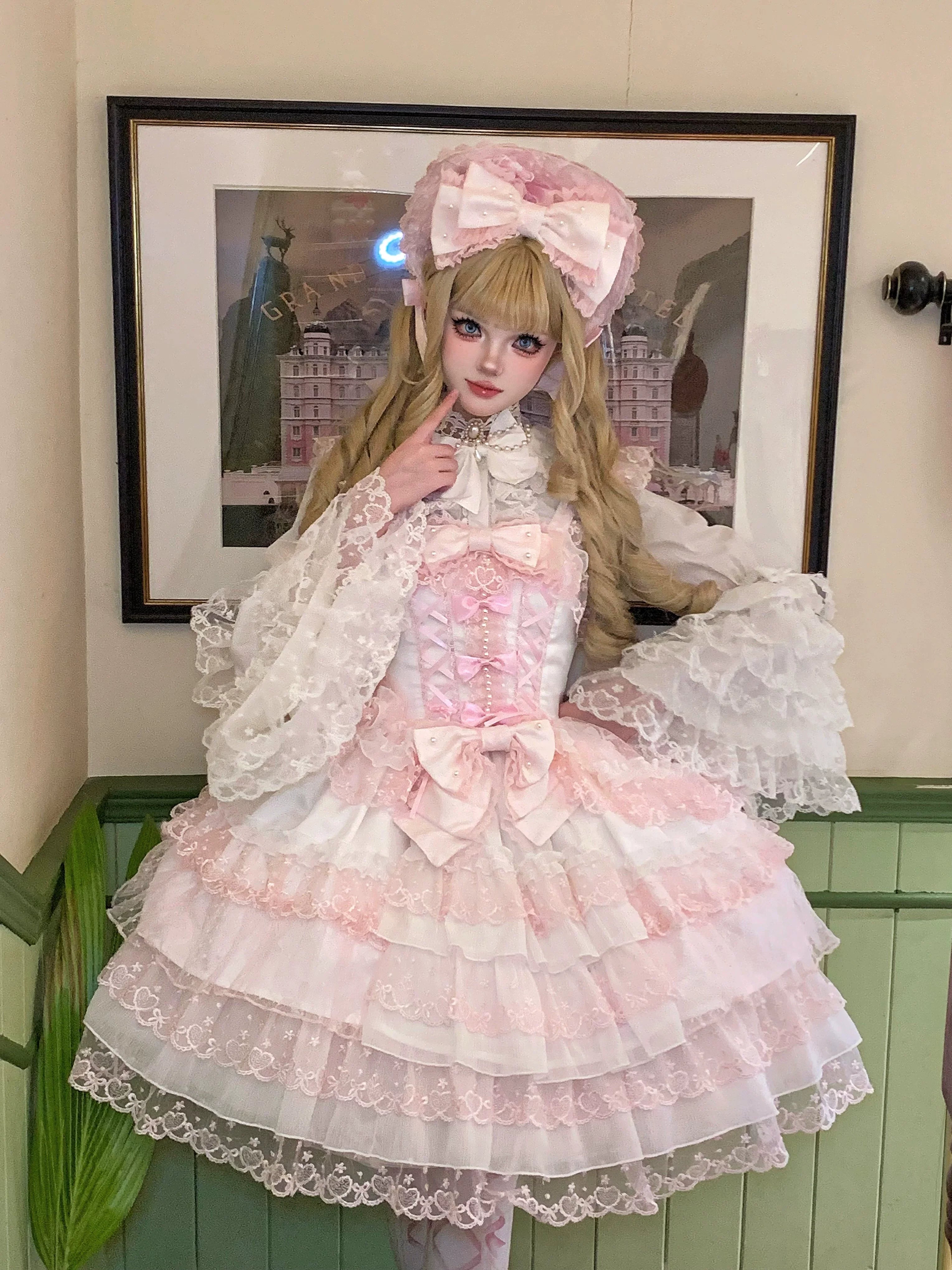 [Prelude to Love] Pink Romantic Lolita JSK Strap Dress